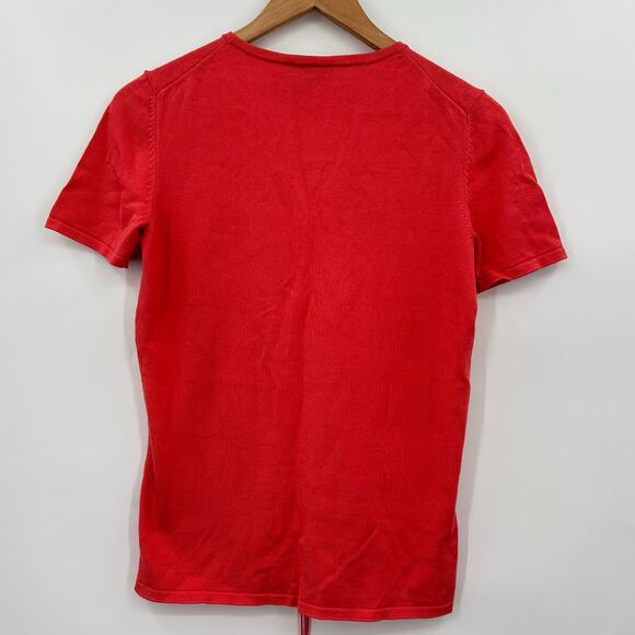 The Look Randolph Duke Ruched Drawstring Short Sleeve Sweater Coral Womens XS - Picture 2 of 8